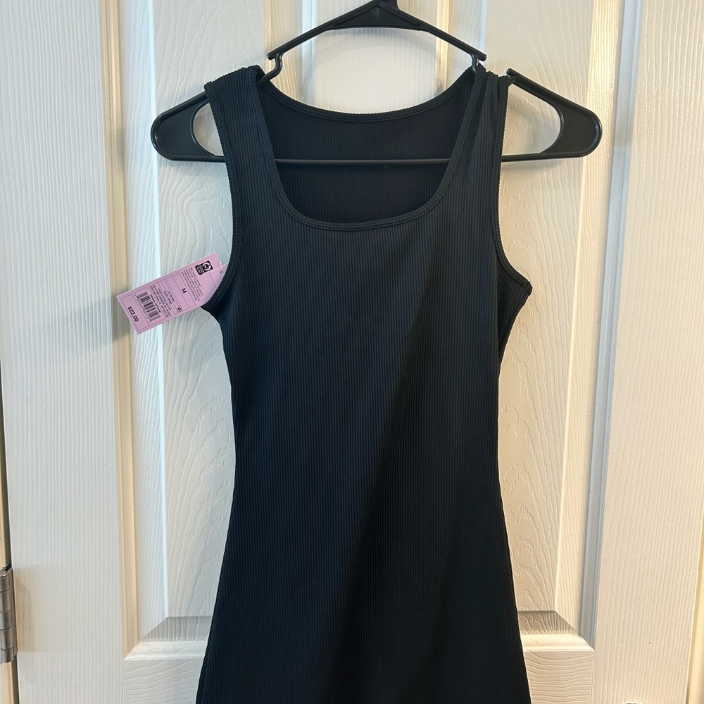 Black Ribbed Tank Romper